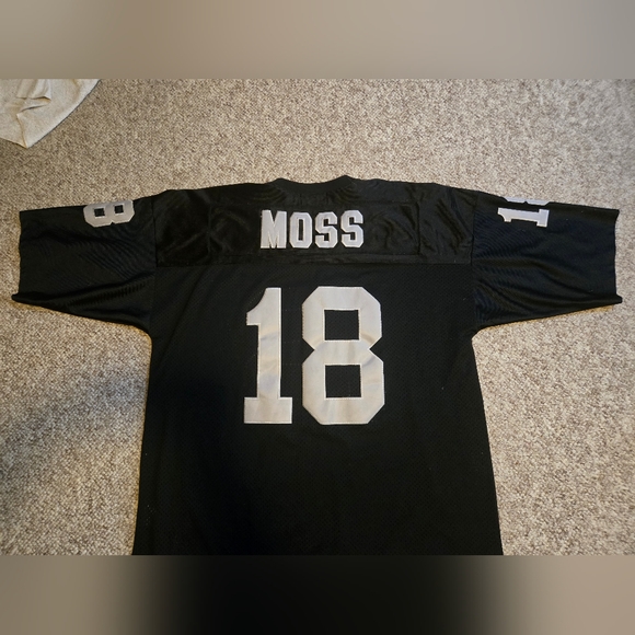 Players of Century R Moss #18 OaklandRaiders NFL Black Stitchd Jersey Sz3X 2004 - Picture 1 of 13